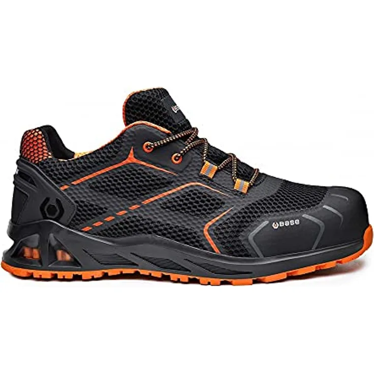 Base Footwear Sicherheitsschuh BASE Kaptiv, atmungsaktives Mesh, Durchtrittsichere Sohle, Aluminium Schutzkappe, schwarz/orange