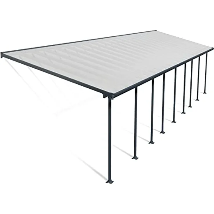CANOPIA Aluminium Terrassenüberdachung 300x1276 cm, 8-mm-Doppelsteg-Polycarbonat, UV-geschützt, grau