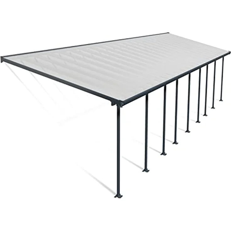 CANOPIA Aluminium Terrassenüberdachung 300x1276 cm, 8-mm-Doppelsteg-Polycarbonat, UV-geschützt, grau – Bild 1