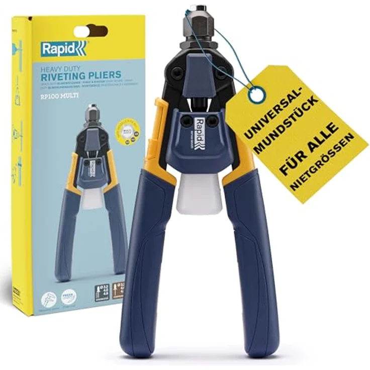 Rapid RP100 Multi Blindnietzange, 3,2-4,8mm, ergonomischer gummierter Griff, integrierter Auffangbehälter, geringerer Kraftaufwand – Bild 1