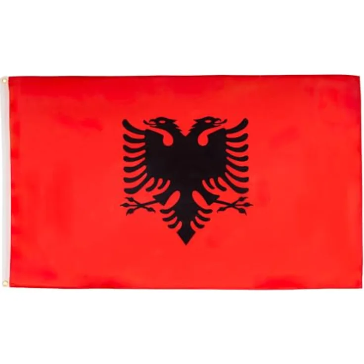 AZ FLAG Albanische Flagge 150x90 cm, aus 100% feinem Polyester mit Doppelnaht und verstärkten Ecken, inklusive 2 Metallösen zur Aufhängung