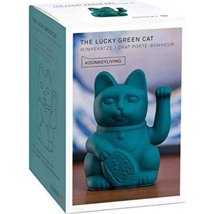 Donkey Products - Lucky Cat Green - grüne Winkekatze | Japanische Deko-Katze in stylischem matt-Farbton 15cm groß – Bild 3