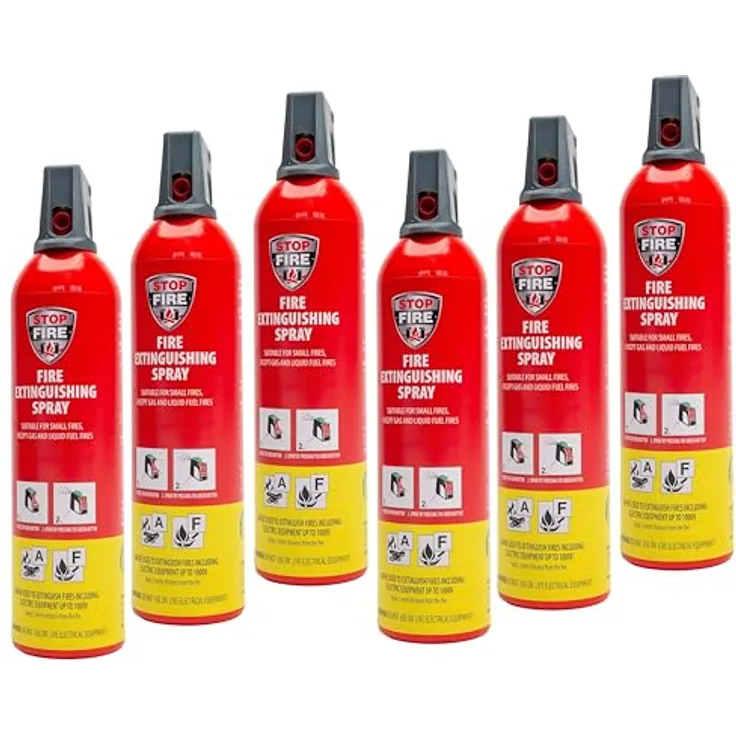 IWH STOPFIRE Feuerlöschspray, 750ml, wiederverwendbar, für Brandklasse 5A/5F, Fluorine/PFAS frei, ideal für Haus und Auto, 6x750ml Set