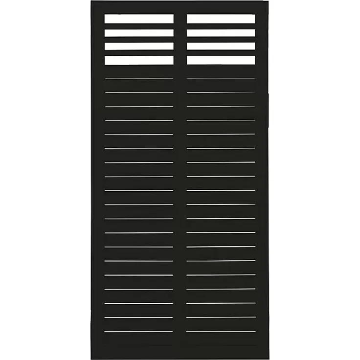 Plus Sichtschutzelement Decora, 90 x 180 cm, Holz, Schwarz RAL 9005, mit filigranem Spalier für Sicherheit und Privatsphäre