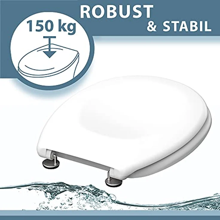 Schütte WC-Sitz White Duroplast, bruchsicher und kratzfest, mit hygienischer porenglatte Oberfläche, Standardgröße – Bild 5