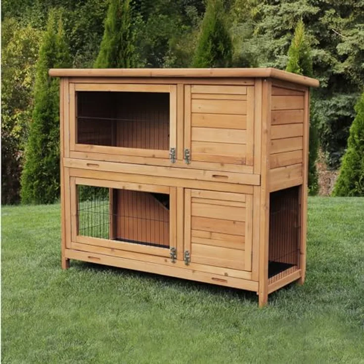 Miweba MyAnimal Hasenstall MH-20 | 120x51x105 cm - Kaninchenstall mit Freilaufgehege - Doppelstockhaus 2 Ebenen - Hasenkäfig - imprägniert - Kaninchenkäfig Winterfest - Indoor und Outdoor (Braun)