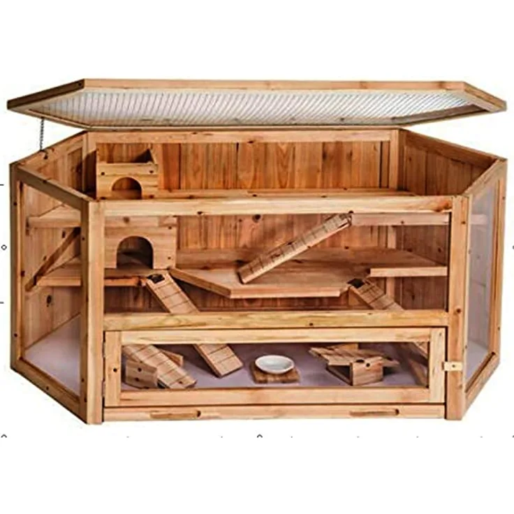 HTI-Line Hamsterkäfig Gino Hamsterkäfig Kleintiervilla Kleintierstall Holzkäfig Nagerstall Mäusekäfig Kleintierstall Holz