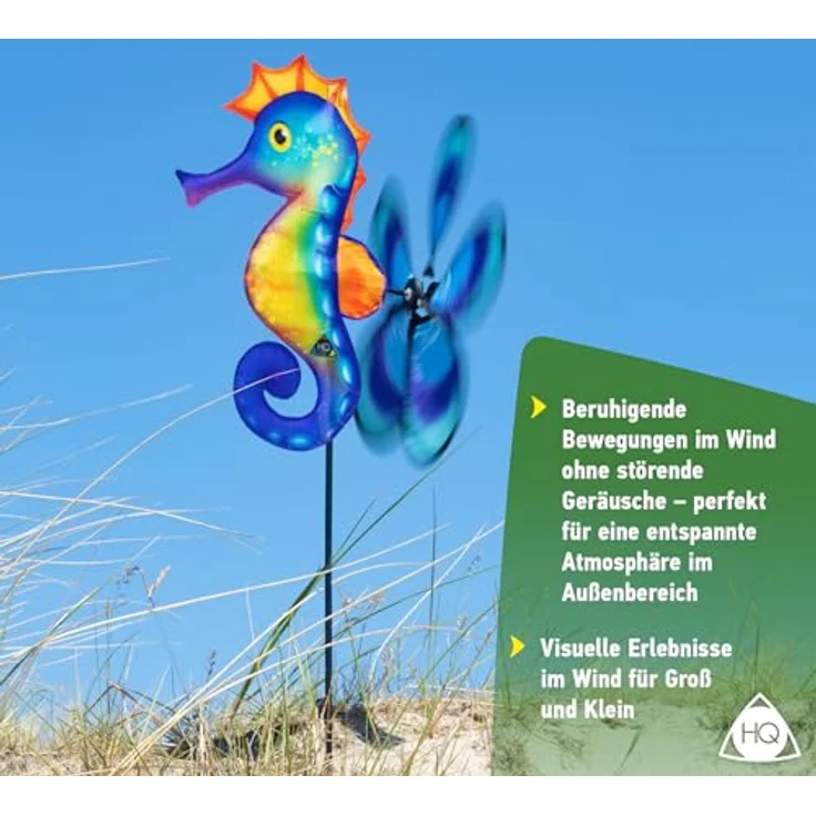 HQ Design Windspiration - Spin Critter Seahorse, UV-beständiges & wetterfestes Windspiel mit Standstab für Garten, Terrasse und Balkon – Bild 3