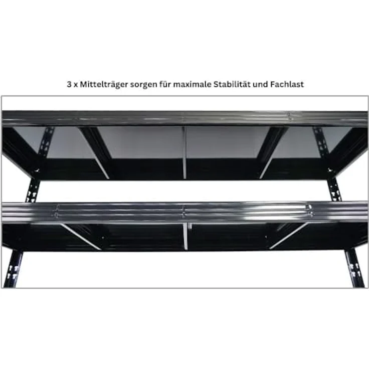 Proregal Schwerlastregal Mega Deal Profi RHINO, 180 x 200 x 60 cm, Traglast 500 kg pro Boden, 4 Böden, schwarz – Bild 5
