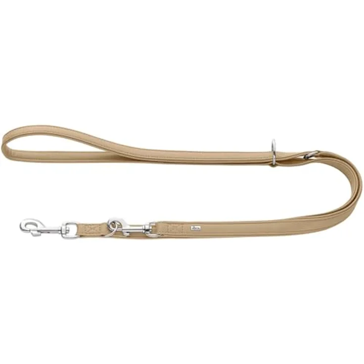 HUNTER Verstellbare Führleine Amalfi 3-fach verstellbar, Vegan, Kunstleder in Nappa-Optik, beige, Größe 15/200