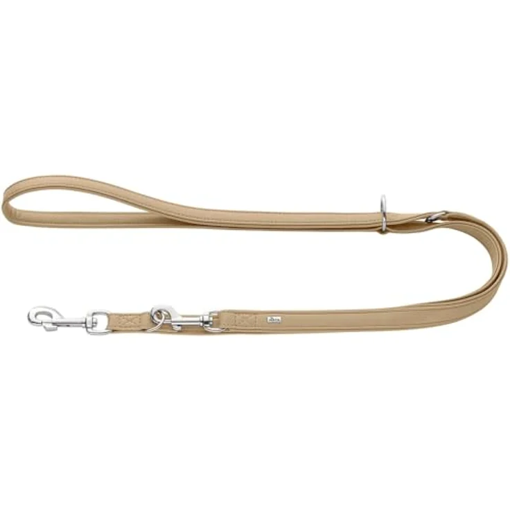 HUNTER Verstellbare Führleine Amalfi 3-fach verstellbar, Vegan, Kunstleder in Nappa-Optik, beige, Größe 15/200 – Bild 1