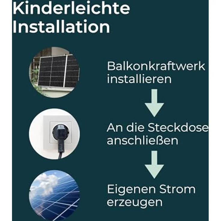 pro.tec Balkonkraftwerk 'Brusson' 800W, Solarsystem mit Inverter, 10m Kabel, schwarz-silber, WiFi-Fernüberwachung – Bild 5
