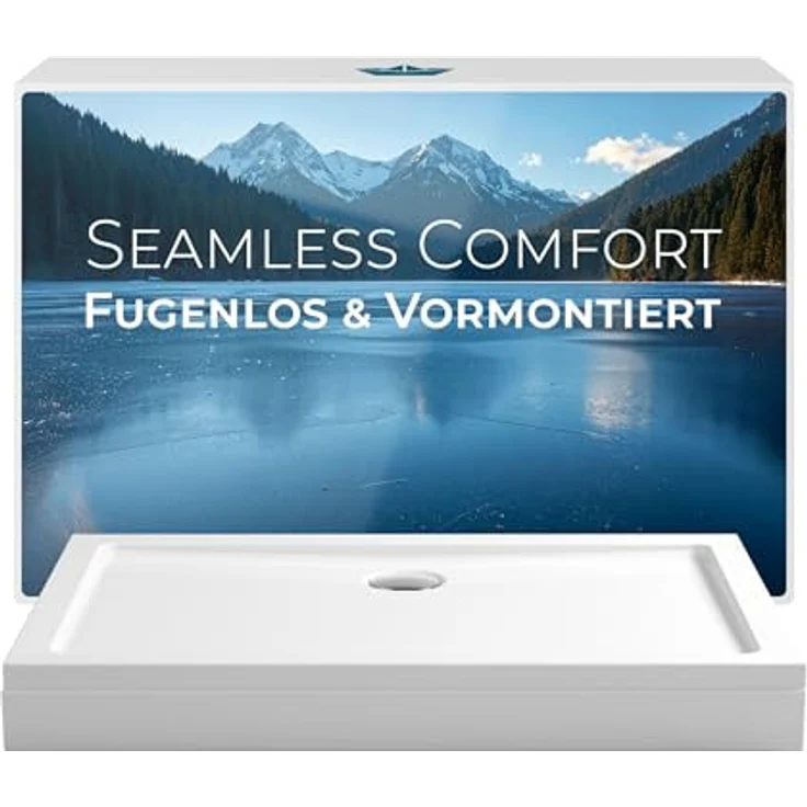 Calmwaters Duschwanne, Rechteckige Brausewanne 120x80 cm aus hochwertigem Sanitäracryl, weiß, barrierefreier Einbau – Bild 1