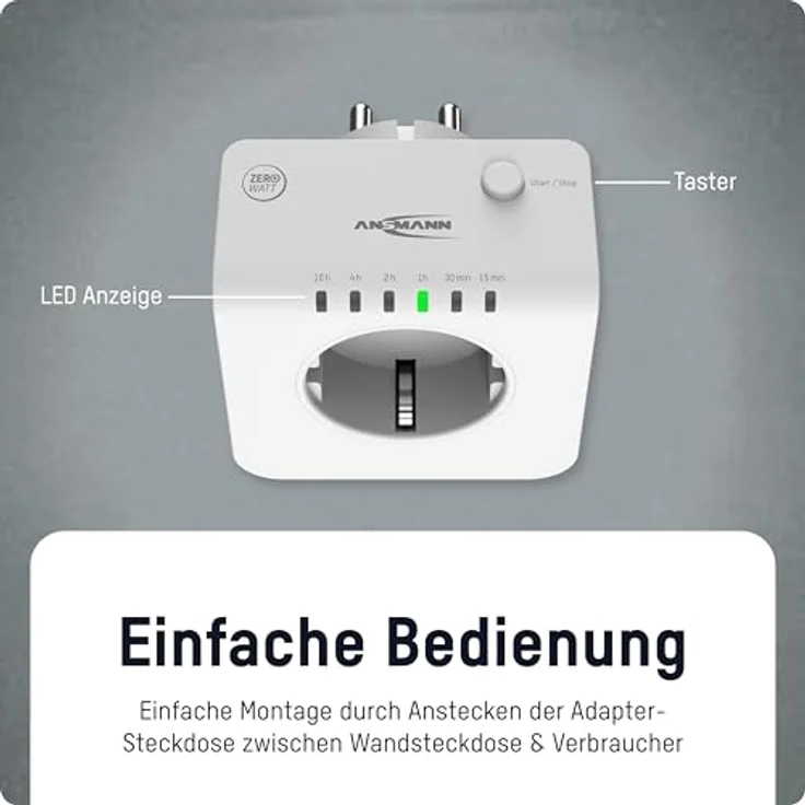 Ansmann 1260-0016, digitaler Steckdosen-Timer 3680 W mit programmierbaren Zeitintervallen und LED-Anzeige – Bild 2