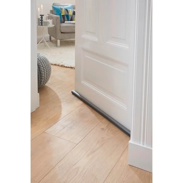tesamoll Zugluftstopper für glatte Böden in Grau - Zuschneidbare Türbodendichtung für Schutz vor Zug und Lärm - 95cm x 25cm – Bild 4