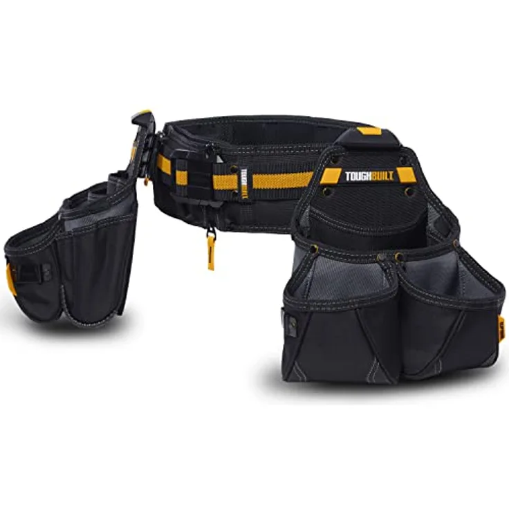 ToughBuilt TB-CT-111-3P ClipTech 3-teiliges Tradesman Werkzeuggürtel-Set, gepolsterter Gürtel, integrierte Ständer, Schwarz