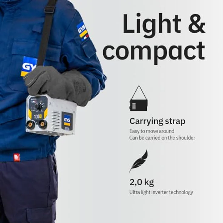 GYS GYSMI 100 A, einphasiges Schweißgerät mit MMA, 100 A, Arc Force, Hot Start, Antiticking, Elektrodenhalter und Massekabel, 230 V – Bild 3