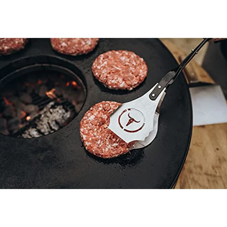 MOESTA-BBQ 19296 V-Tong BurgerZange 46cm – Burger-Patty-Grillzange mit Holzgriff – Edelstahl-Wendezange für Hackfleisch – Bild 5