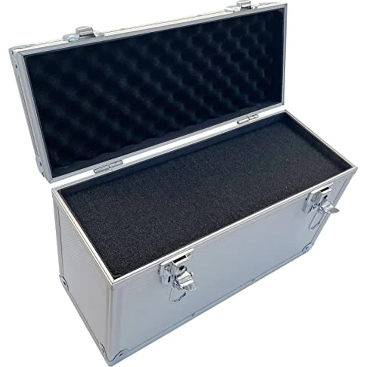 Aluminium Koffer Silber mit Würfelschaum Entnehmbarer Deckel Alu-Koffer Werkzeugkoffer (LxBxH) 550 x155 x 240 mm – Bild 3