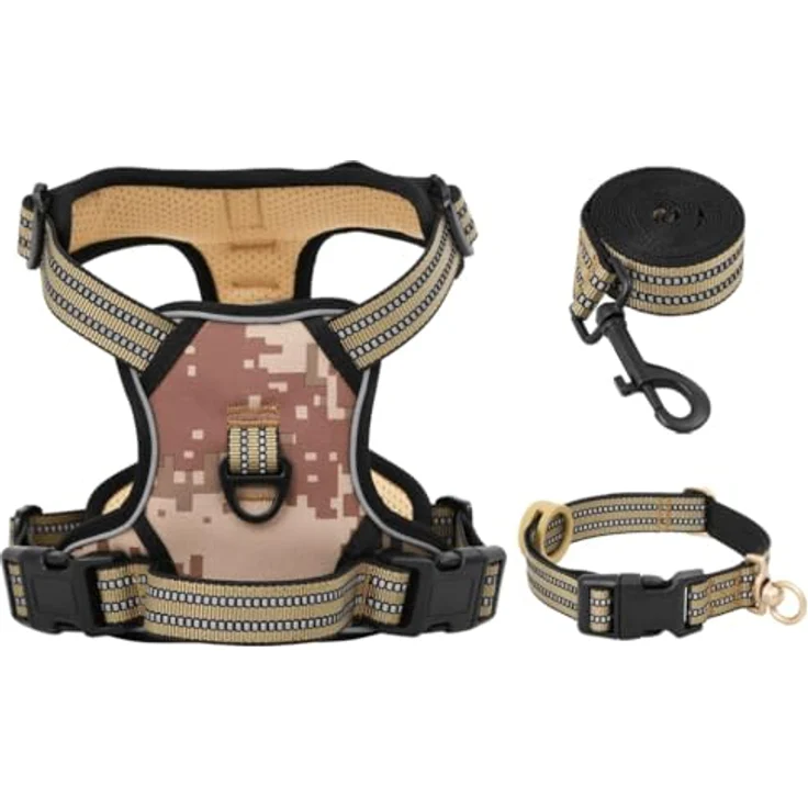 vidaXL Hundegeschirr Verstellbar Camouflage XL mit Leine & Halsband - Sicher, bequem und vollständig einstellbar – Bild 3