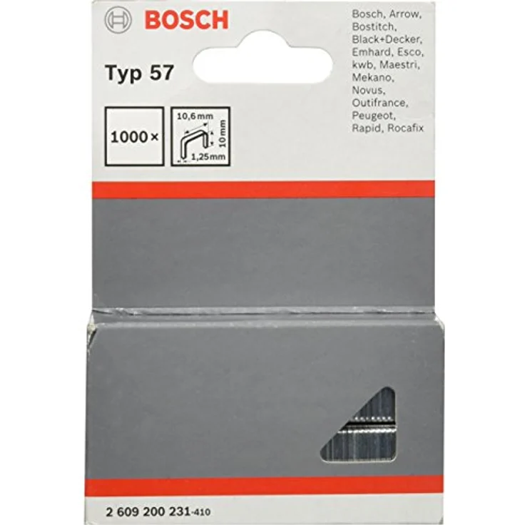 Bosch Accessories Flachdrahtklammern Typ 57, 1000 Stück, 10mm x 10.6mm, für Tackeranwendungen mit dünnen Materialien – Bild 1