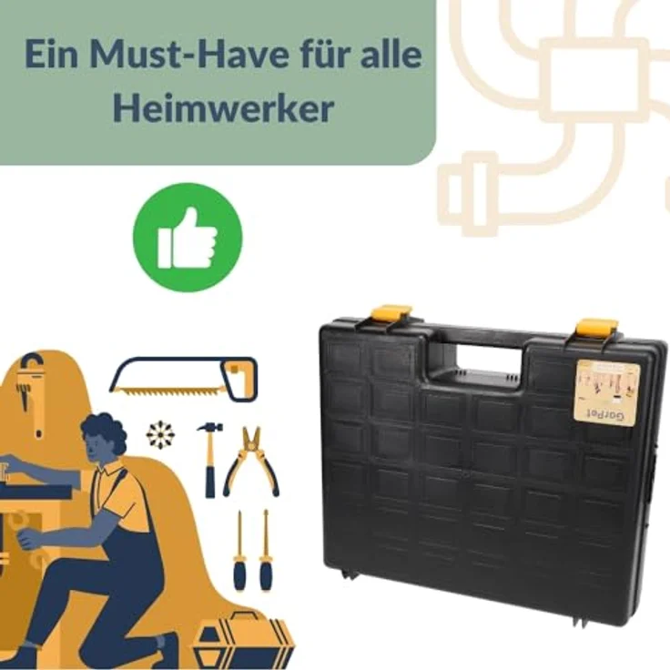 GarPet Werkzeugkoffer Maschinenkoffer leer Kunststoff Werkzeug Koffer Elektrowerkzeuge Box, Stoßfest, Umweltfreundlich, Clip-Verbindungs- und Öffnungssystem, Schwarz – Bild 6