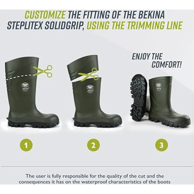 Bekina Steplite X O4, Robuste Sicherheitsstiefel für Herren und Damen, ohne Stahlkappe, rutschfest, wasserdicht, isolierend bis -30 Grad, Weite Passform, grün, EU 43 – Bild 7