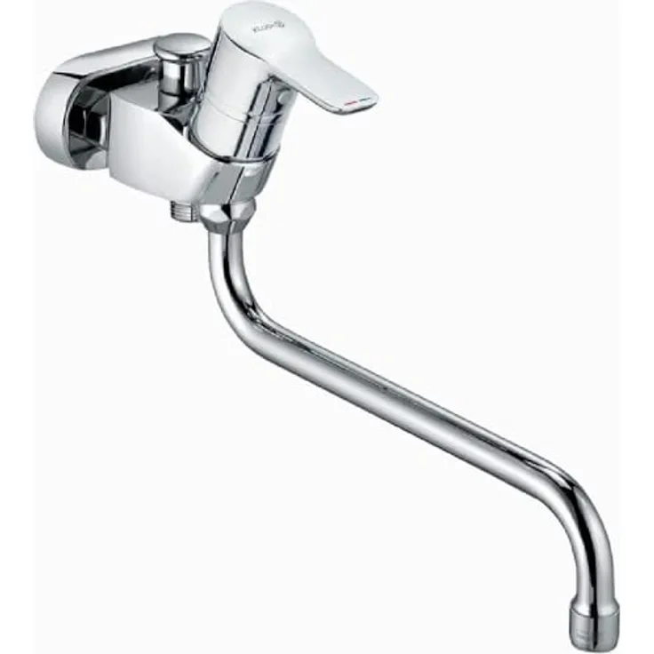 KLUDI PURE&EASY Spezial Badewannenarmatur, Einhebelmischer 45 mm zur Wandmontage, Chrom, automatische Umstellung Brause/Wanne, schwenkbarer Auslauf, hochwertige Keramik-Kartusche mit Heißwasserbegrenzung