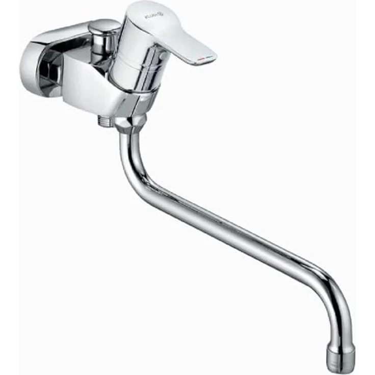 KLUDI PURE&EASY Spezial Badewannenarmatur, Einhebelmischer 45 mm zur Wandmontage, Chrom, automatische Umstellung Brause/Wanne, schwenkbarer Auslauf, hochwertige Keramik-Kartusche mit Heißwasserbegrenzung – Bild 1