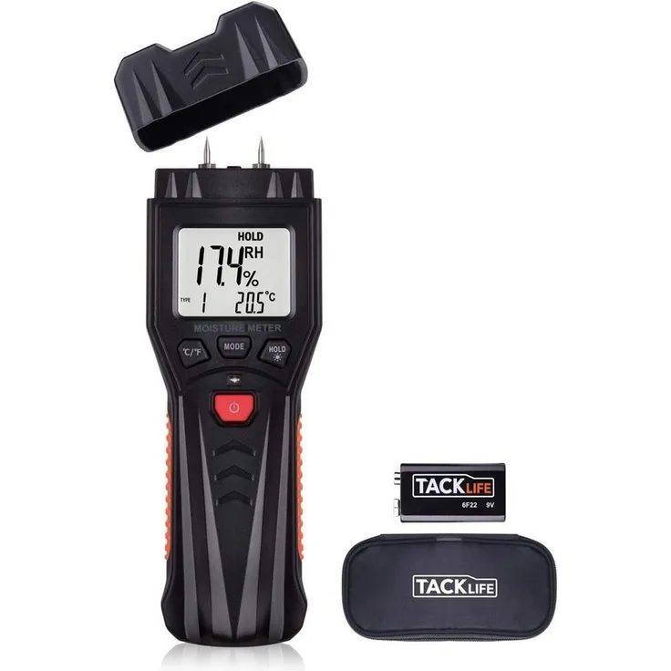 TACKLIFE Feuchtigkeitsmesser MWM03, Digitales Feuchtigkeitsmessgerät mit 3-in-1 Funktion und LCD Display