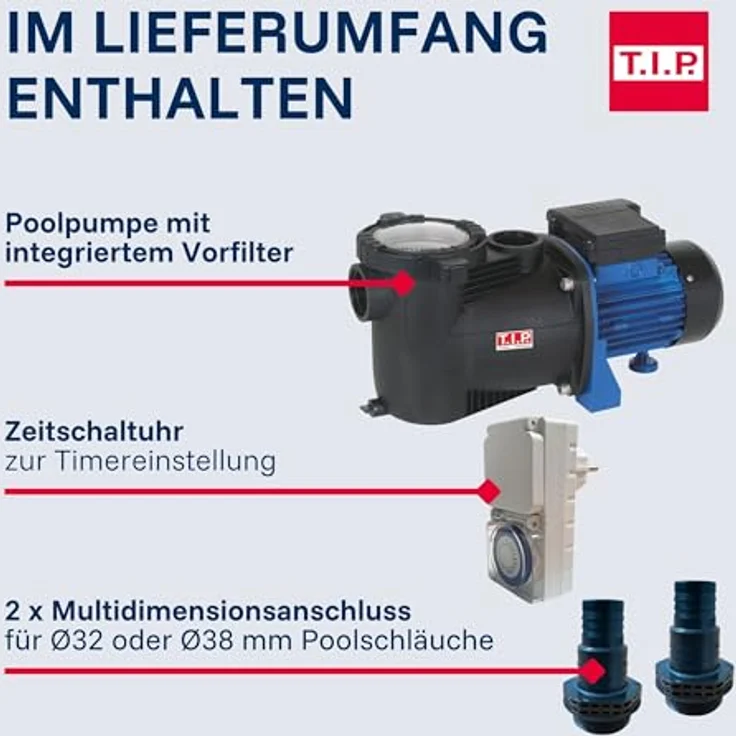 T.I.P. Schwimmbadpumpe Filterpumpe Umwälzpumpe SPP 400 FT mit Timer, bis 10.000 l-h – Bild 10