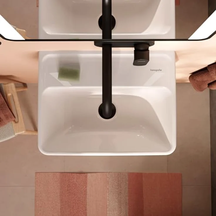 hansgrohe Xanuia Q Handwaschbecken, ohne Hahnloch, mit Überlauf, 450x340mm, weiss, Keramik – Bild 9