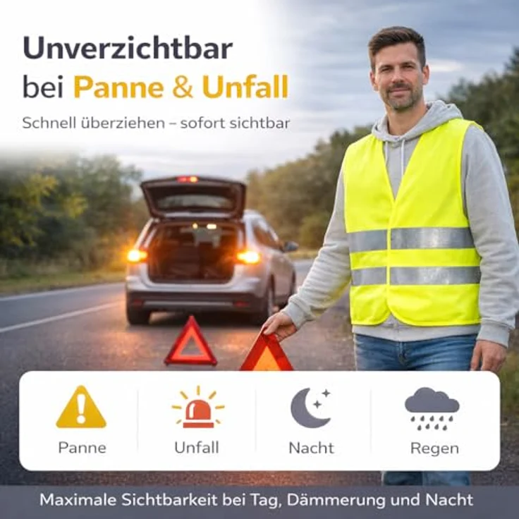 TK Gruppe Timo Klingler 4X Warnwesten ISO 20471, neongelb reflektierend, 360° Sichtbarkeit, Einheitsgröße Unisex - Auto- und LKW-Zubehör – Bild 4