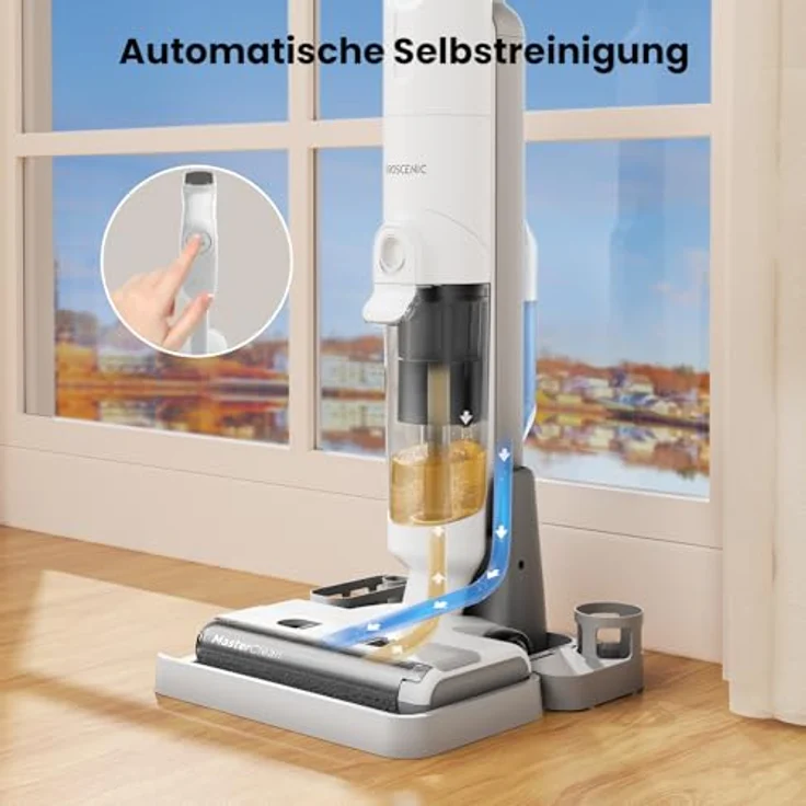 Proscenic F10 Pro Smart Nass-Trockensauger 3 in 1, Leichtgewicht, Leise kabelloser Staubsauger, selbsttrocknend und selbstreinigung, Dual-Tank-Design, LED-Display, für Hartböden, Tierhaare – Bild 5