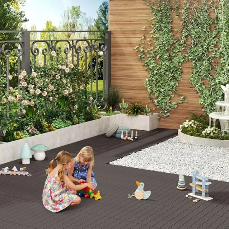 12er-Set WPC Terrassenfliese mit Klicksystem coffee – Bild 6