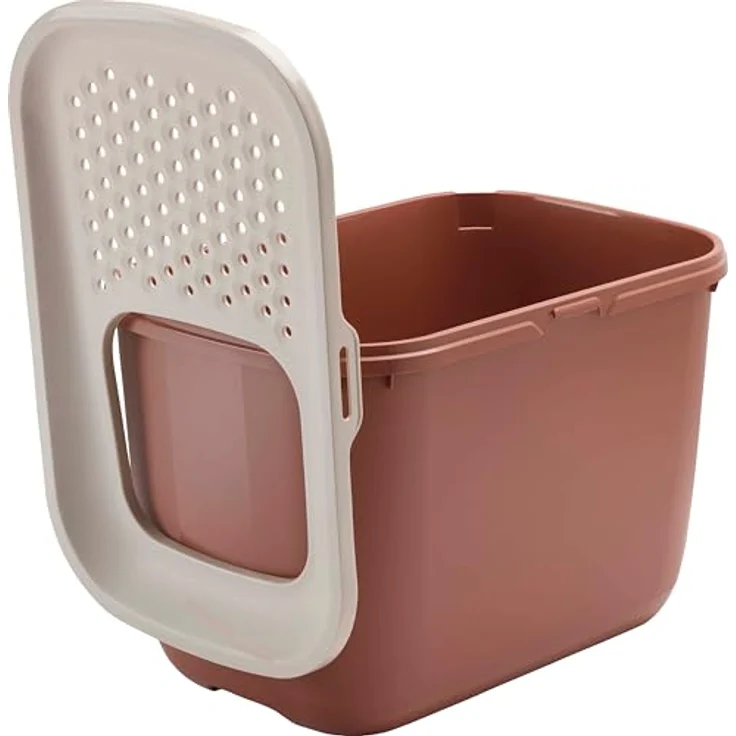 Savic Katzentoilette Hop In, urlaubsfreundlicher Einstieg oben, farbe champagne-rose/terrakotta, für große Katzenrassen geeignet – Bild 2