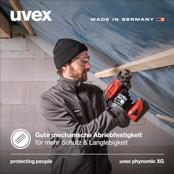3 Paar uvex phynomic XG 60070 Arbeitshandschuhe Schutzhandschuhe Montagehandschuhe Griphandschuhe Gartenhandschuhe - EN388 - Größe: 10 XL – Bild 7