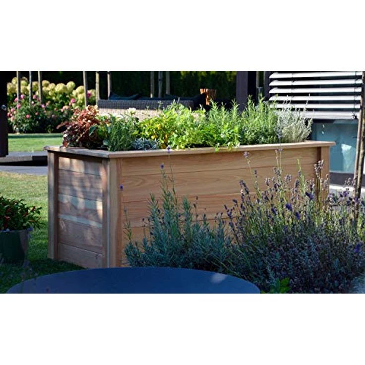 dobar® 58285FSCe Hochbeet XL Douglasie | Großes Kräuterbeet aus Holz | XL Salatbeet inklusive Pflanzfolie | Gemüsebeet für Garten/Terrasse/Balkon | Pflanzbeet zur Anzucht | 150 x 60 x 65 cm | Natur – Bild 5