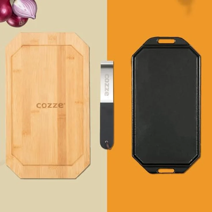 COZZE Gusseisenpfanne mit Holztablett, klein – Bild 3