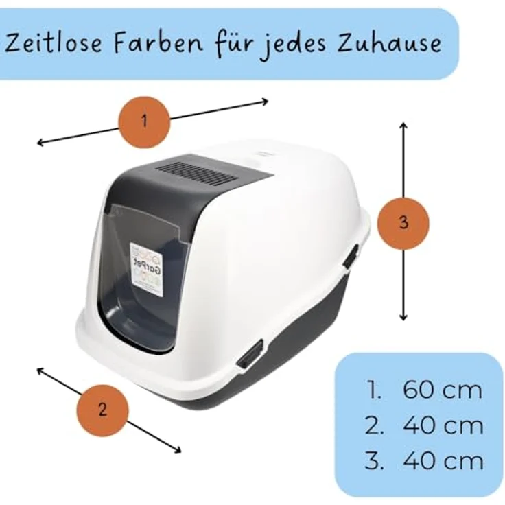 2X Katzenklo mit Deckel Aktivkohlefilter - Haube kippbar - extrahohe Unterschale große XXL Katzentoilette Hauben Toilette Doppelpack Sparpaket – Bild 2