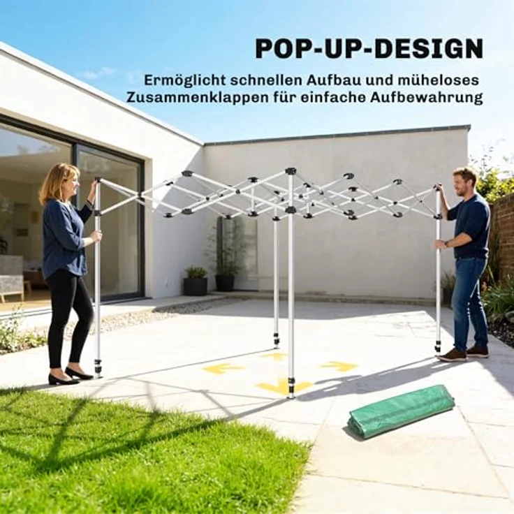 Outsunny Faltbares Gewächshaus 300x270x200 cm, PE Foliengewächshaus mit Satteldach, aufrollbaren Reißverschlusstüren und -fenstern, stabiles Pflanztunnel in Grün – Bild 3