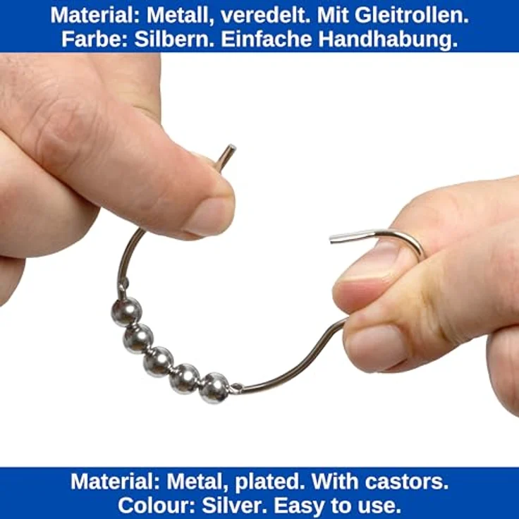 Your Day Mate GmbH Duschvorhang Ringe, 12 Pack, aus Edelstahl, mit Gleitsystem, 7 x 3.9 cm Standard Größe für Duschvorhangstangen, Duschringe, Ringe für Duschvorhang, Duschvorhangringe Edelstahl, universal verwendbar – Bild 4