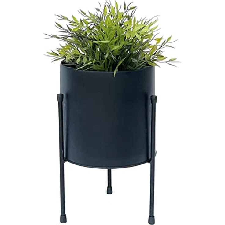 DanDiBo Blumenhocker mit Topf Metall Schwarz 32 cm Blumenständer 96261 Blumensäule Modern Pflanzenständer Pflanzenhocker – Bild 4