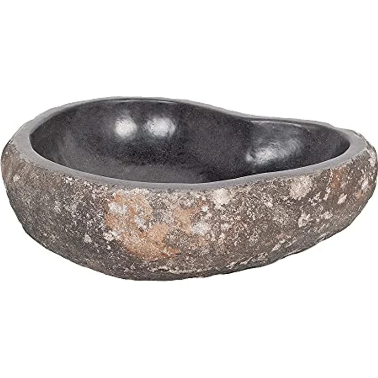 LebensWohnArt Aufsatzwaschbecken Waschbecken NATURSTEIN-XL ca. 45-55cm Flußstein Findling, Naturstein, poliert, für exklusives Badezimmer-Design – Bild 4