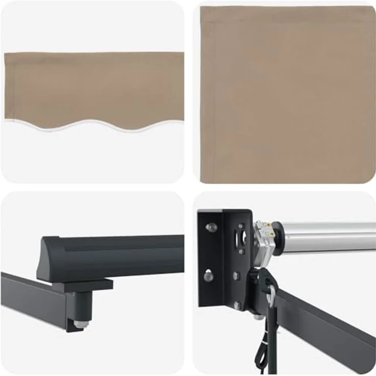 vidaXL Elektrische Markise mit LED und Wettersensor, Beige 3,5 x 2 m, Aluminiumrahmen, wetterbeständig – Bild 6