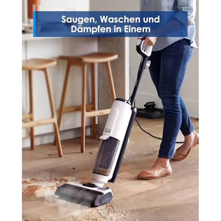 Tineco Floor ONE S5 STEAM Smart Nass-Trocken-Staubsauger, LED Anzeige iLoop Selbstreinigung Wischsauger Dampfreiniger für Hartböden, Klebrige Verschmutzungen – Bild 2
