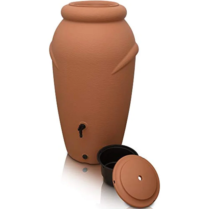 YourCasa Regentonne 210 Liter [Amphore Design] - Frostsicher, mit Wasserhahn, Terracotta – Bild 1