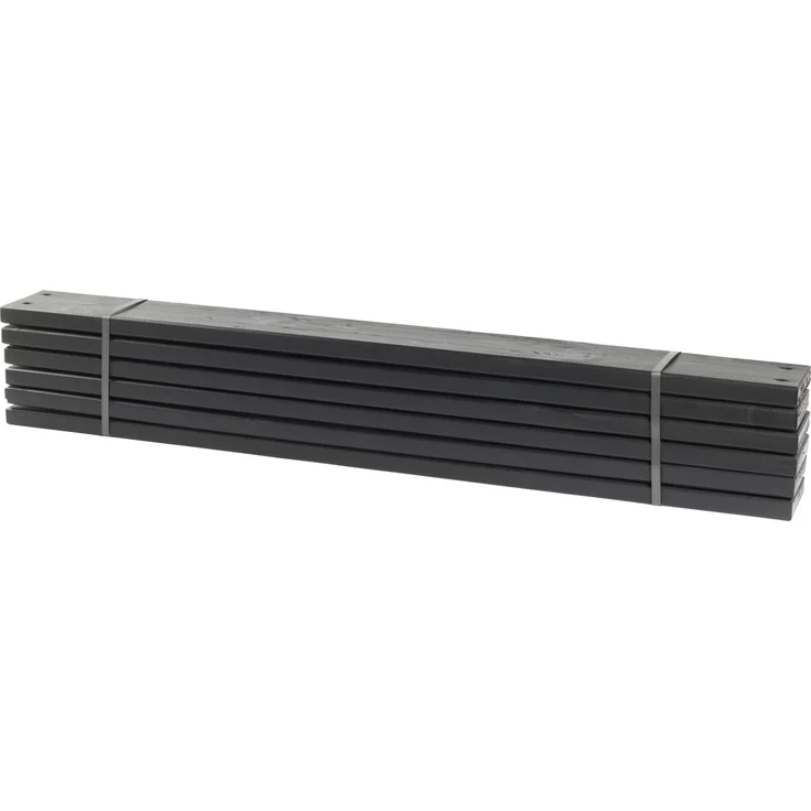 PLUS Planken PIPE 120 cm, 6 Stück, Gartenelemente aus druckimprägniertem Kiefernholz, schwarz