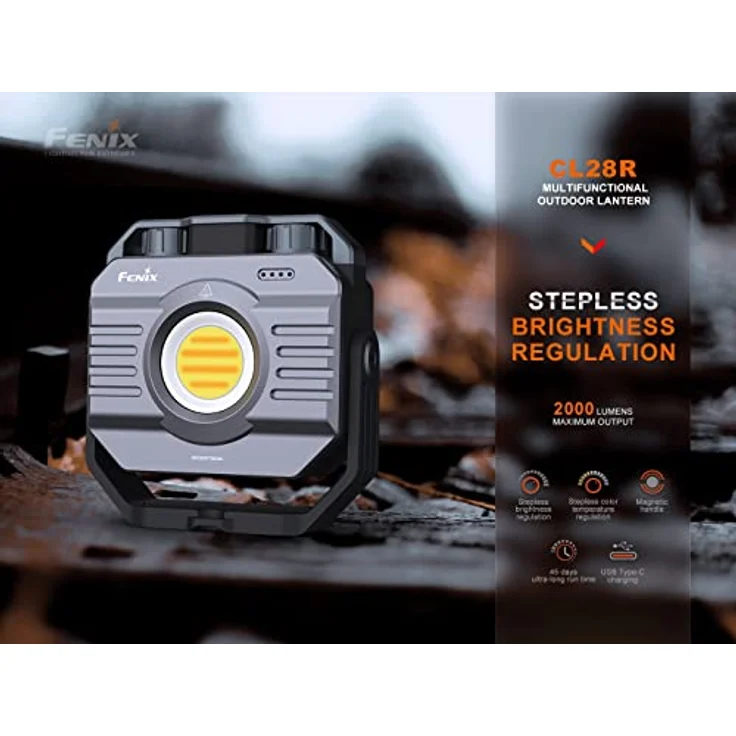 Fenix CL28R, Outdoor-Campinglampe LED mit 2000 Lumen, einstellbarer Lichtfarbe und rotem Licht, 10.000mAh Powerbank, USB-C aufladbar, 360°-Magnetgriff, Stativ montierbar, Zeltlampe, Notlampe – Bild 2