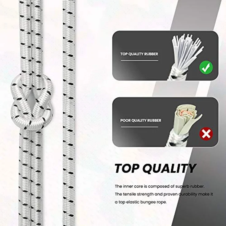 Abma Cord Gummiseil Expanderseil 5mm x 20m, UV-beständig, schimmelresistent, für Planen, Zelte, Sonnensegel - Weiß & Schwarz – Bild 5